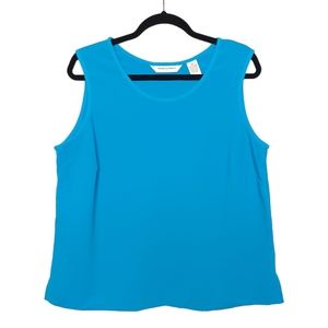 DRAPER'S & DAMON'S PETITES Vibrant Blue Sleeveless Tank Top P Large